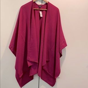 NWT ANN TAYLOR SUPER SOFT FUCHSIA OPEN PONCHO